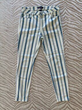 Bluespice Striped Denim Skinny Pants Blue & Cream White Size 9